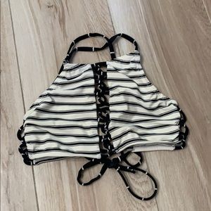 black and white stripped bikini top